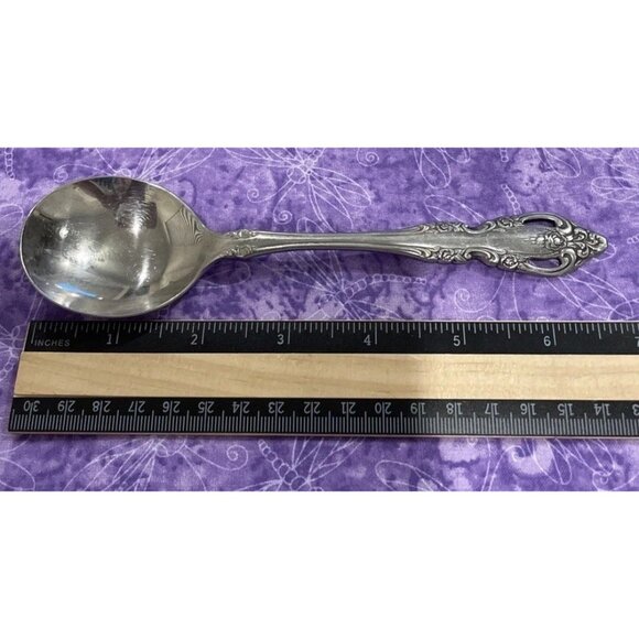 Oneida Brahms Community Round Bowl Gumbo Spoon Stainless Steel Flatware Set Of 6 - Picture 4 of 4